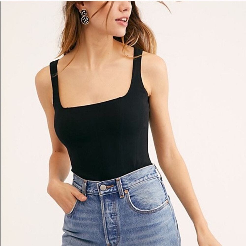 NWT Intimately Free People She's a Catch black sleeveless mesh sheer bodysuit XS